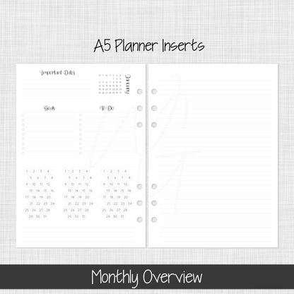 A5 Planner Inserts | January 2027
