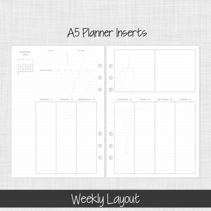 A5 Planner Inserts | November 2026