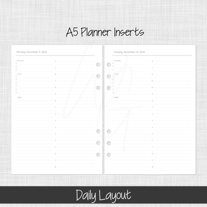 A5 Planner Inserts | November 2026