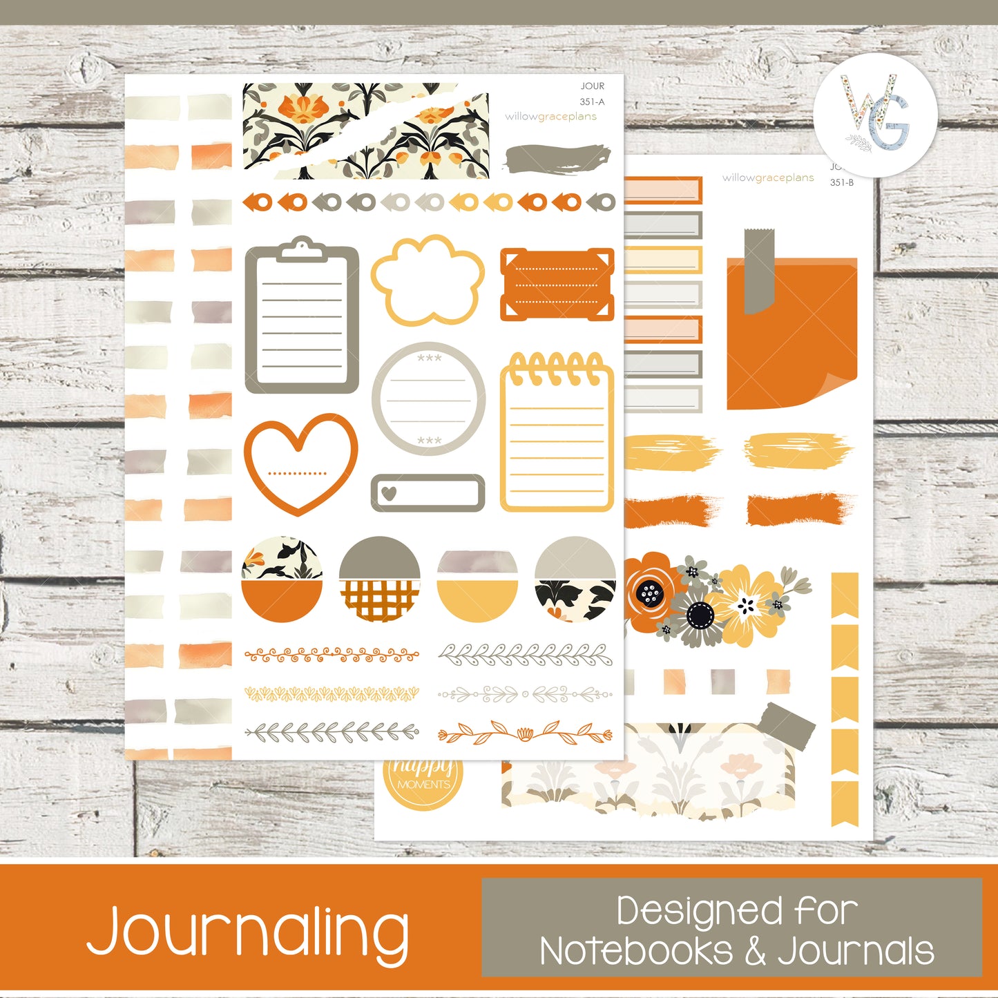 Journaling Stickers | Golden Harvest