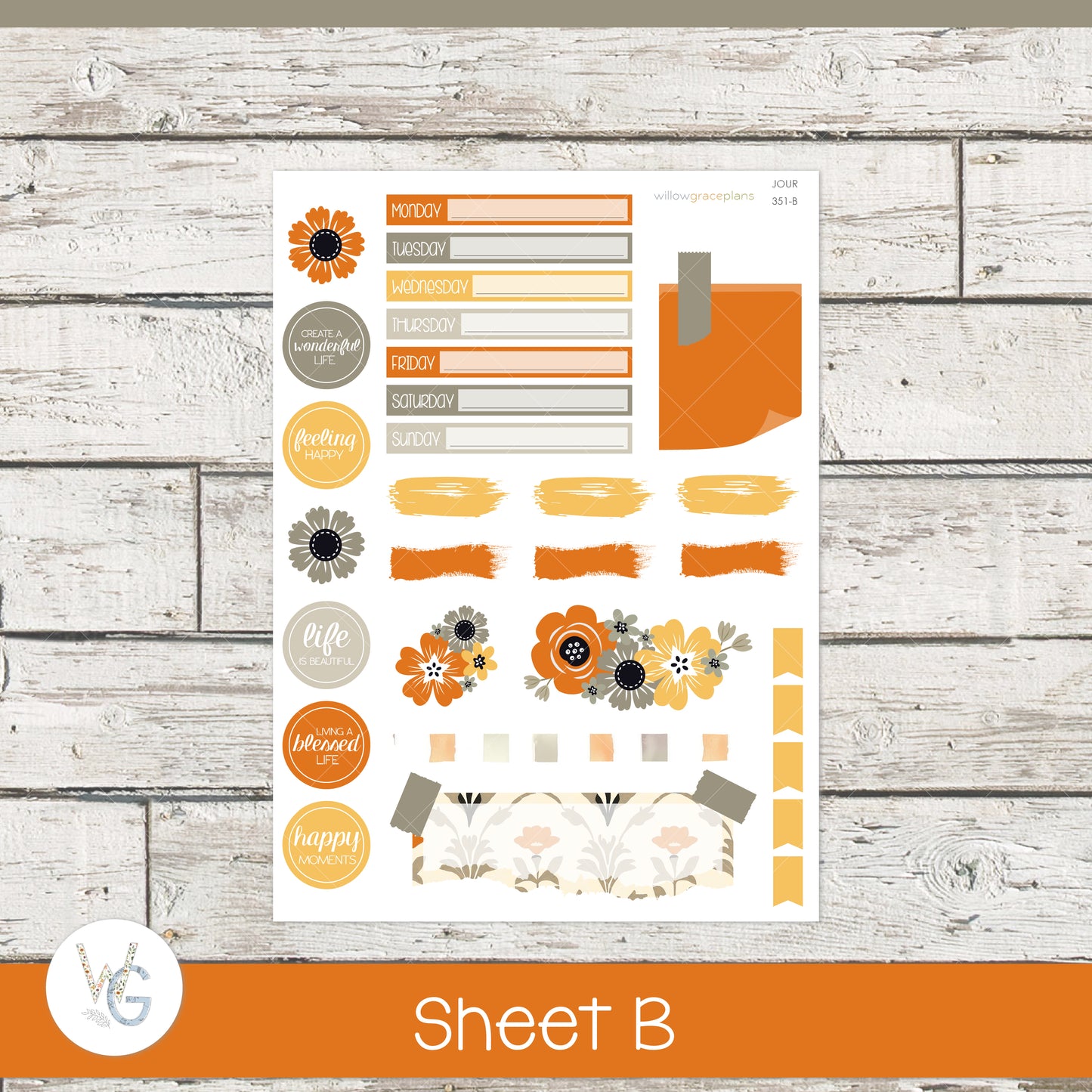 Journaling Stickers | Golden Harvest