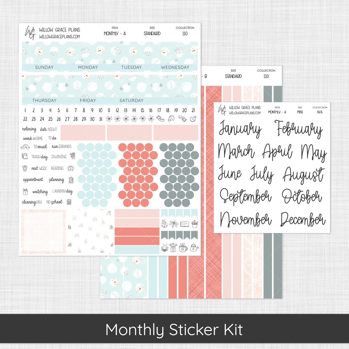 Monthly Sticker Kit | Winter Blush (110)
