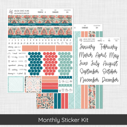 Monthly Sticker Kit | Aqua Bloom (104)