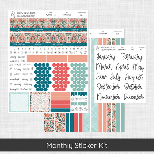 Monthly Sticker Kit | Aqua Bloom (104)