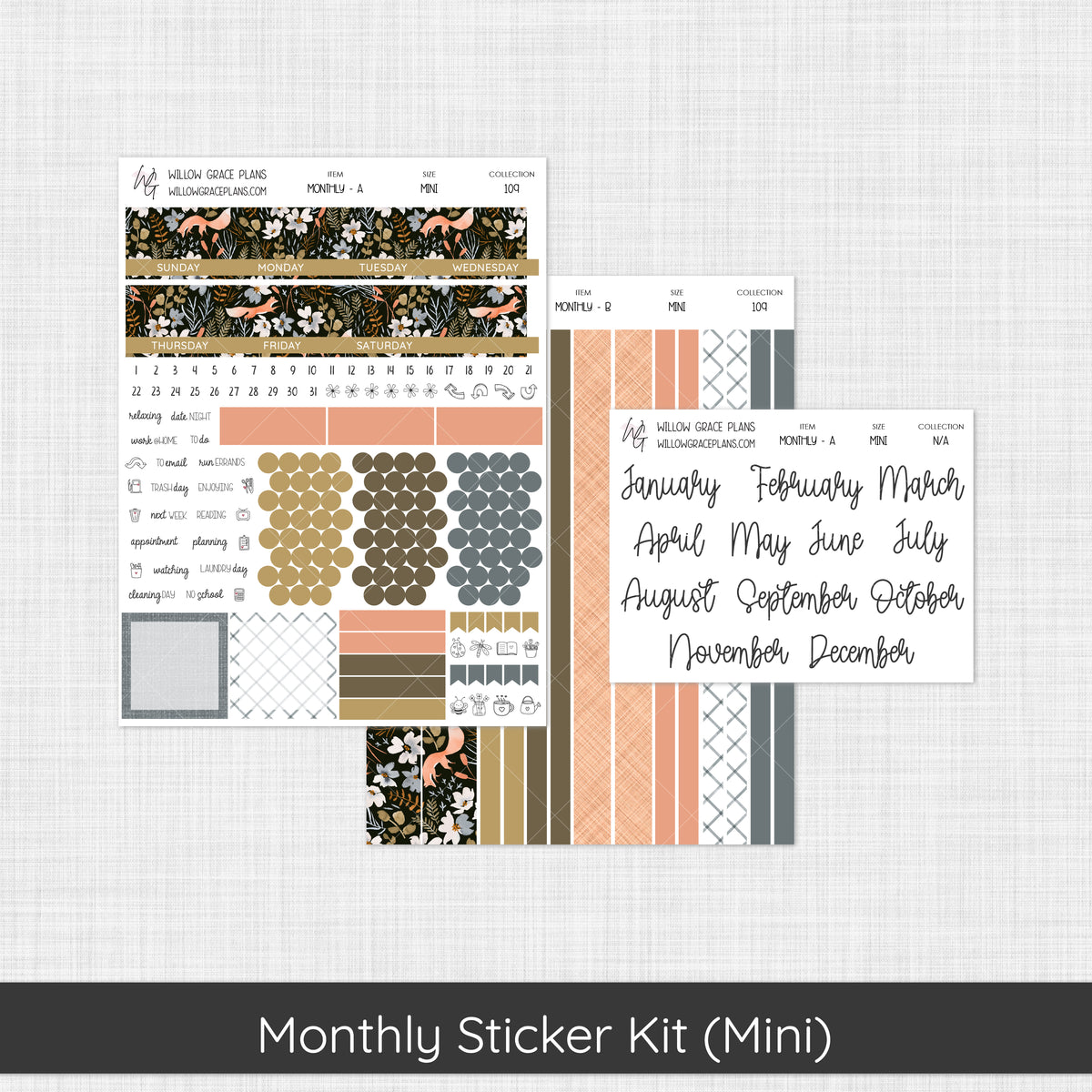 Monthly Sticker Kit | Midnight Meadow (109)