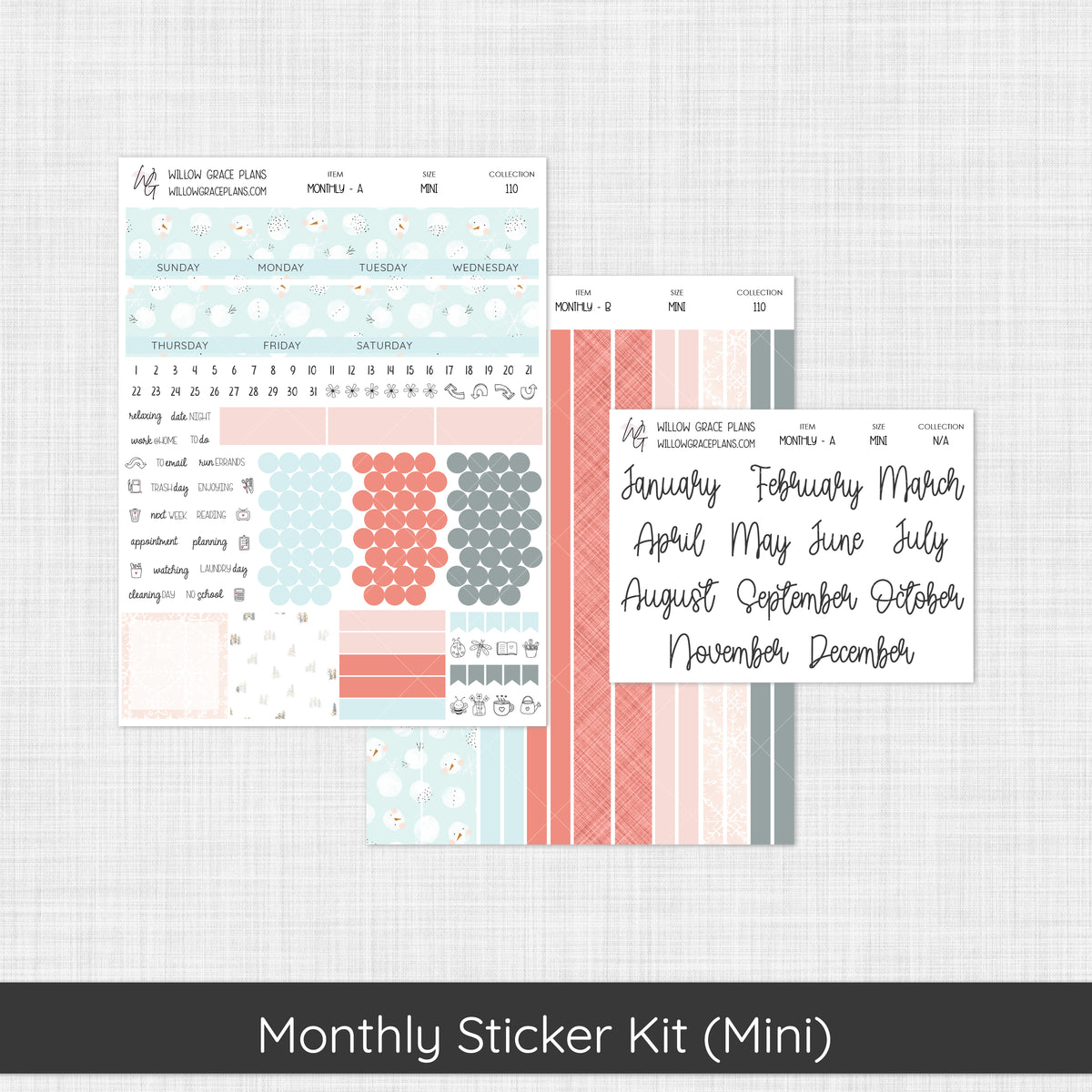 Monthly Sticker Kit | Winter Blush (110)
