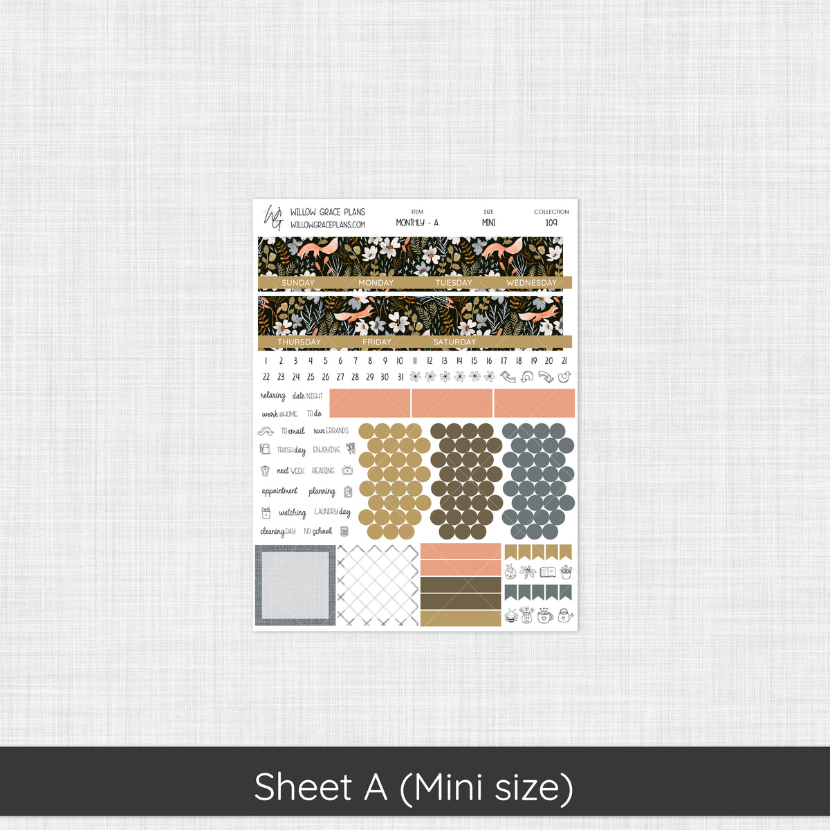 Monthly Sticker Kit | Midnight Meadow (109)