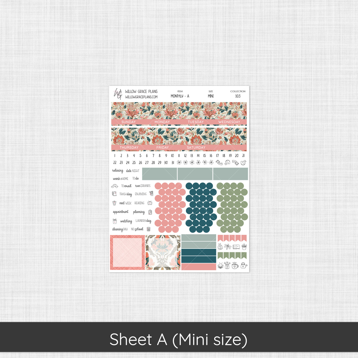 Monthly Sticker Kit | Coral Grove (103)