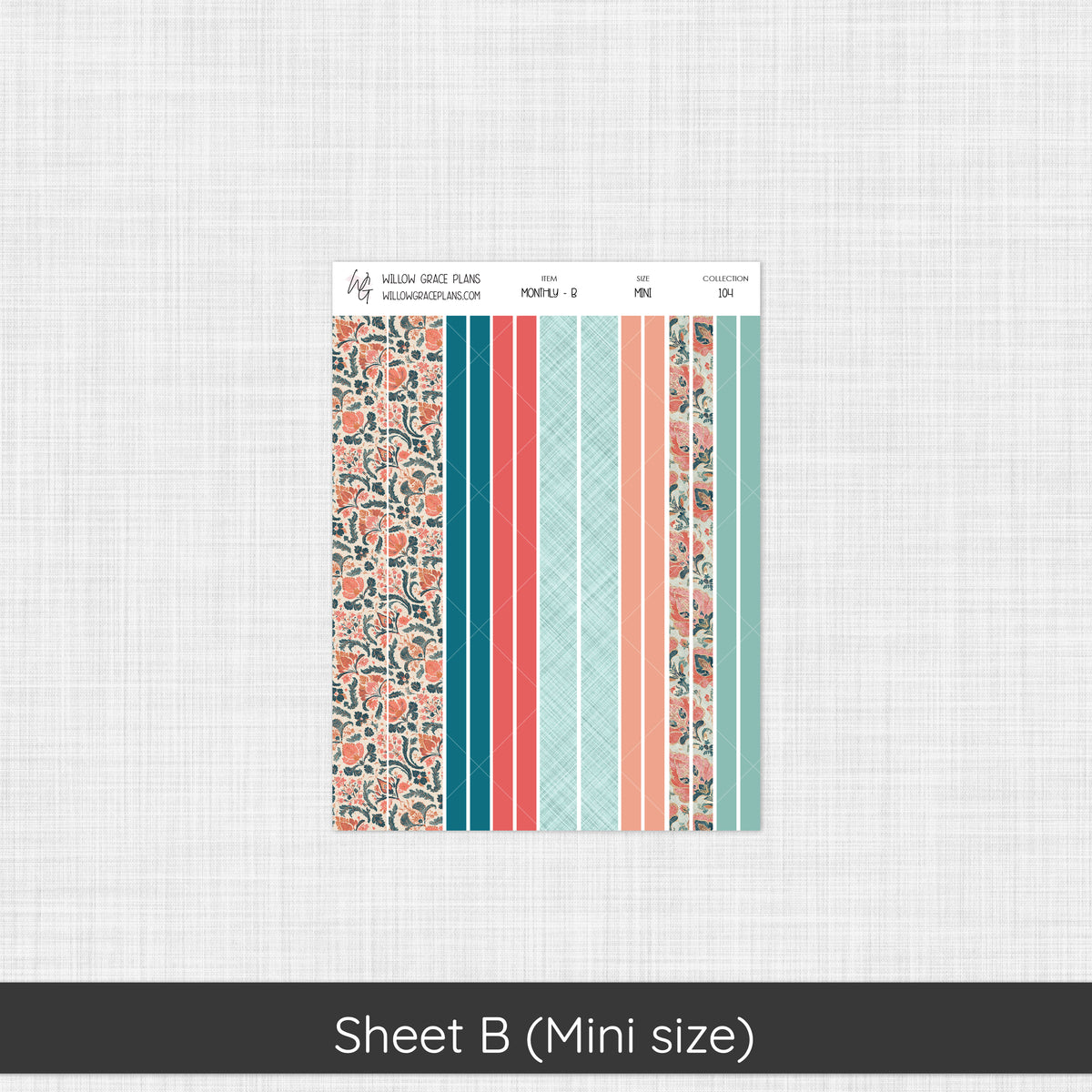 Monthly Sticker Kit | Aqua Bloom (104)