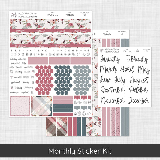 Monthly Sticker Kit | Dusty Blossoms (101)