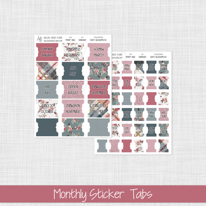 Monthly Sticker Tabs | Dusty Blossoms (101)