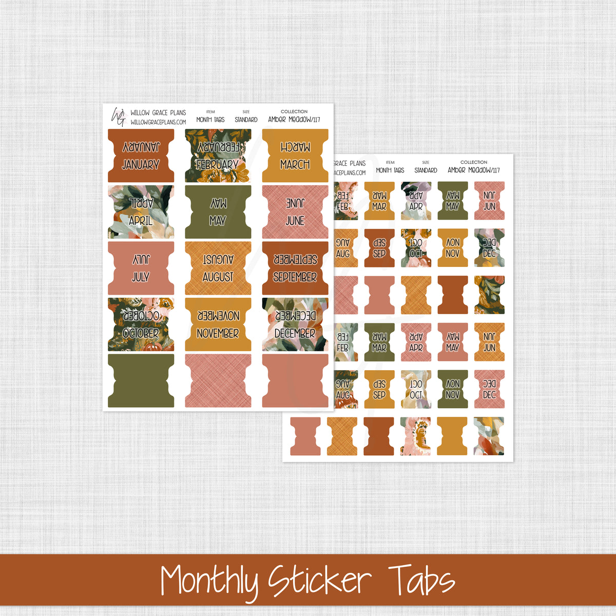 Monthly Sticker Tabs | Amber Meadow