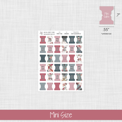 Monthly Sticker Tabs | Dusty Blossoms (101)