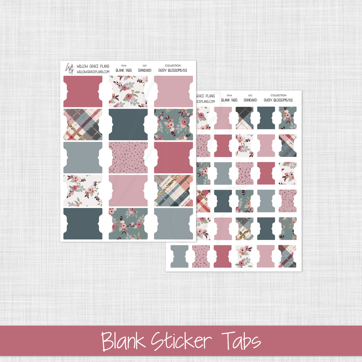 Blank Sticker Tabs | Dusty Blossoms (101)