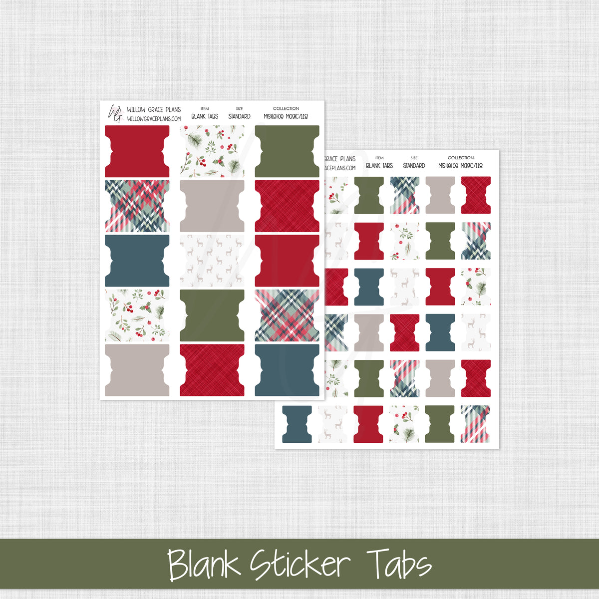 Blank Sticker Tabs | Mistletoe Magic - December 2026