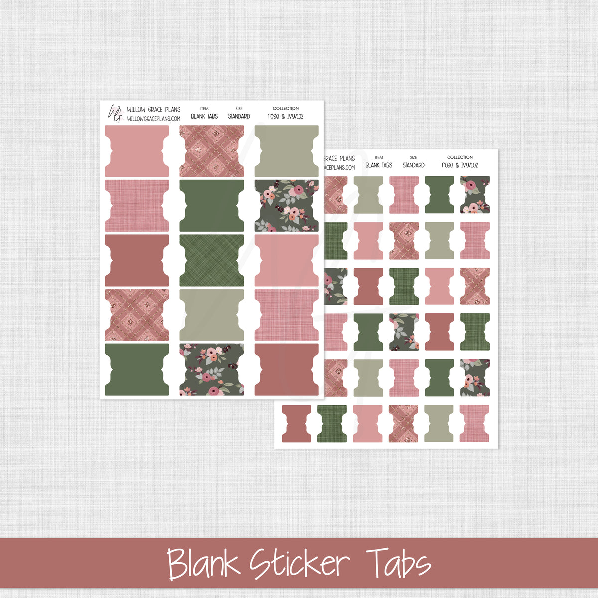 Blank Sticker Tabs | Rose & Ivy (102)