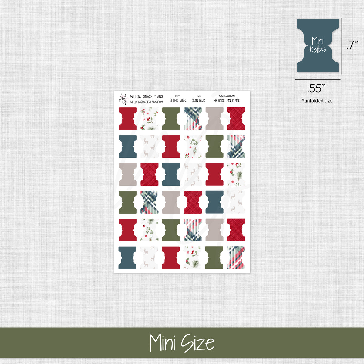 Blank Sticker Tabs | Mistletoe Magic - December 2026