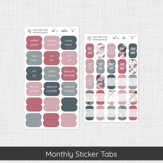 Monthly Sticker Tabs | Dusty Blossoms (101)