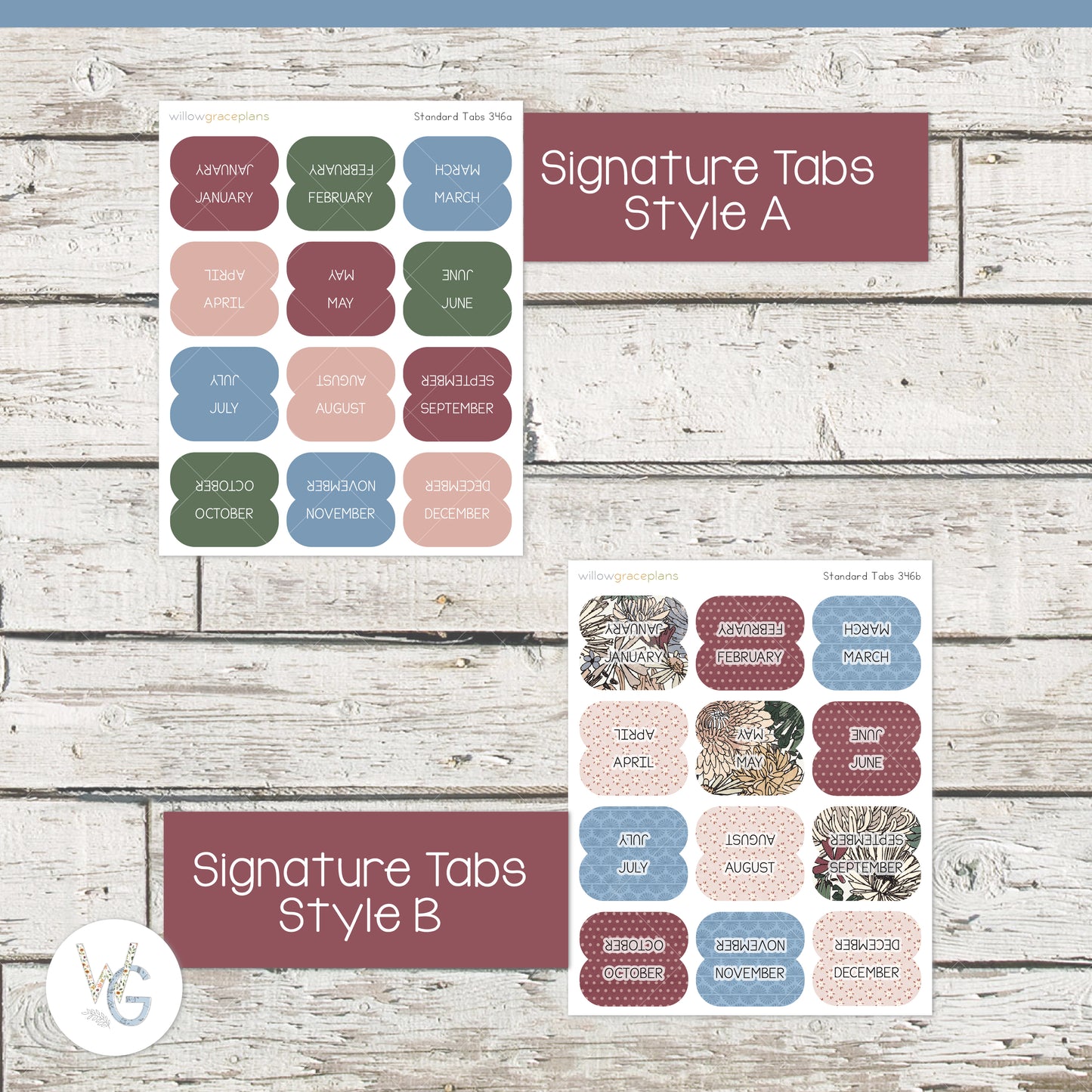 Planner Tabs | Vintage Botanicals