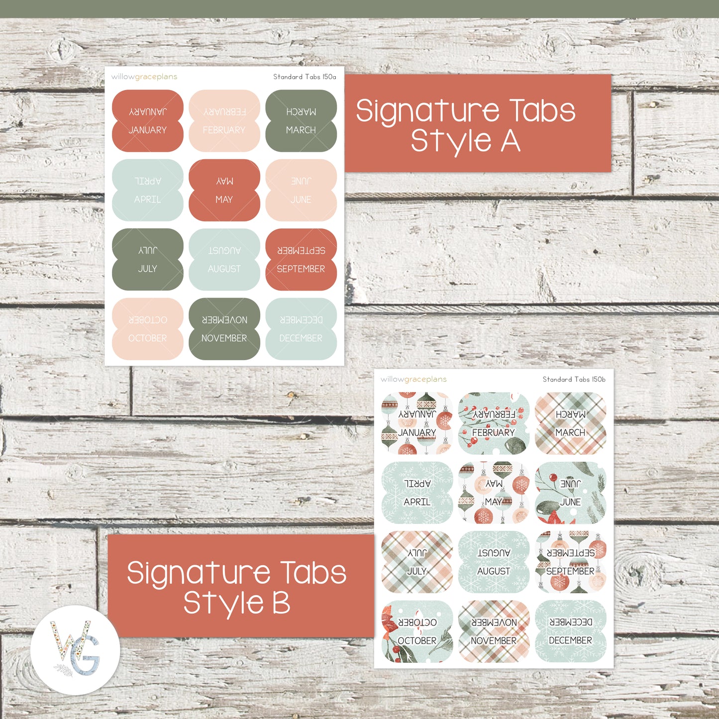 Planner Tabs | Christmas Blush