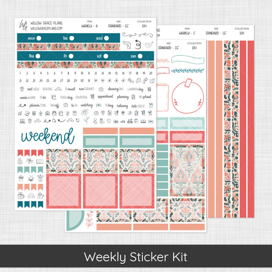 Weekly Sticker Kit | Aqua Bloom (104)