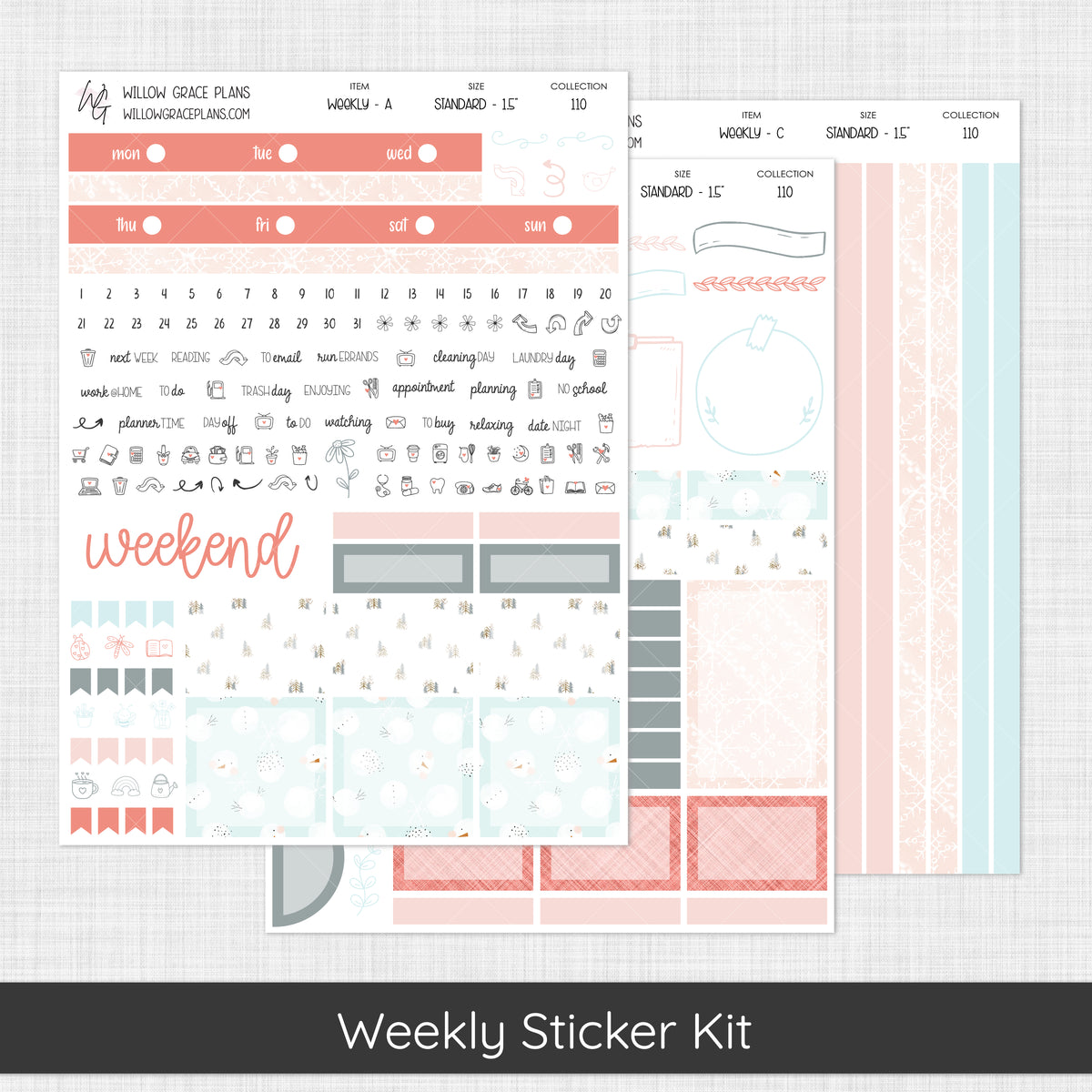 Weekly Sticker Kit | Winter Blush (110)