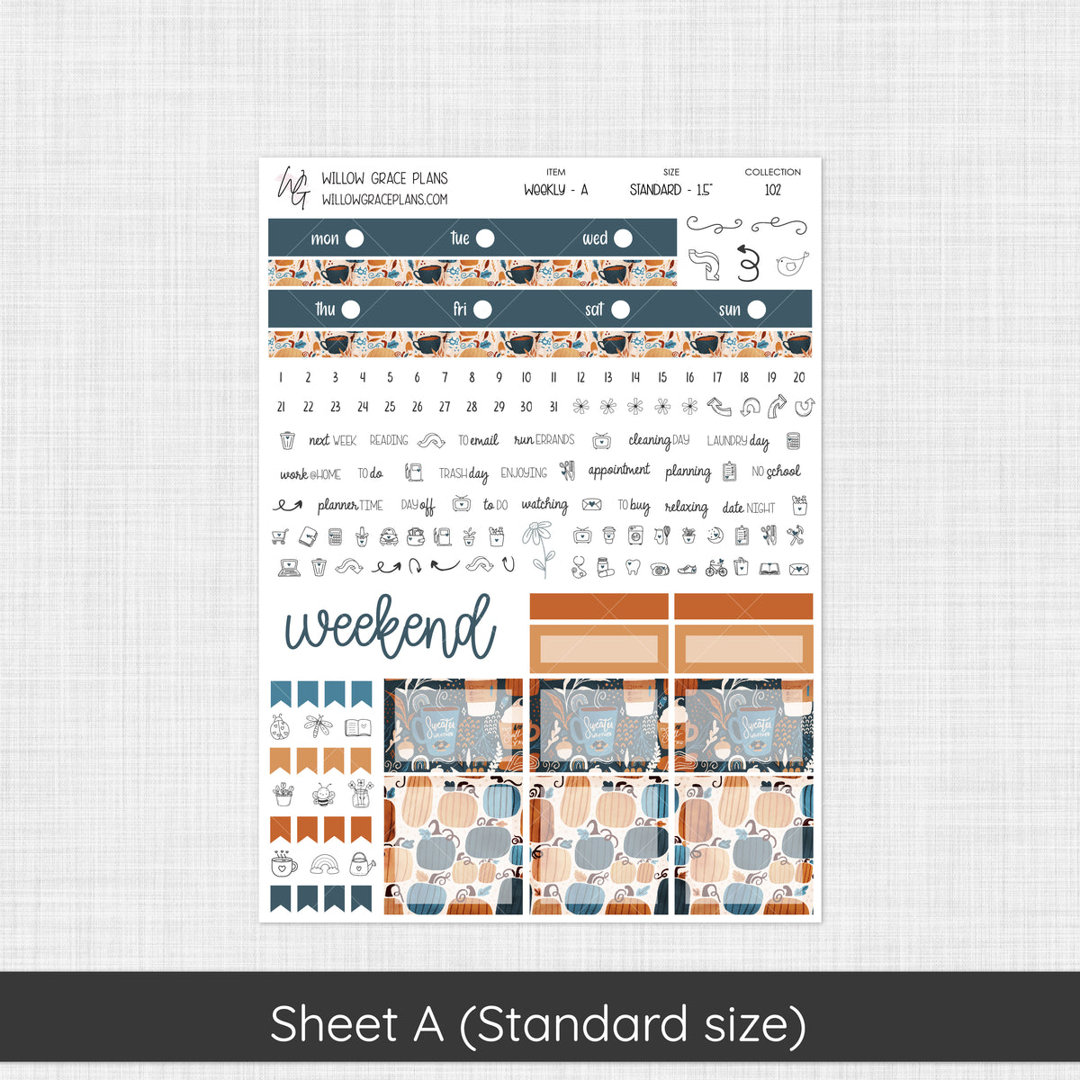 Weekly Sticker Kit | Pumpkin Spice (102)