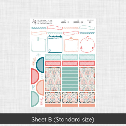 Weekly Sticker Kit | Aqua Bloom (104)
