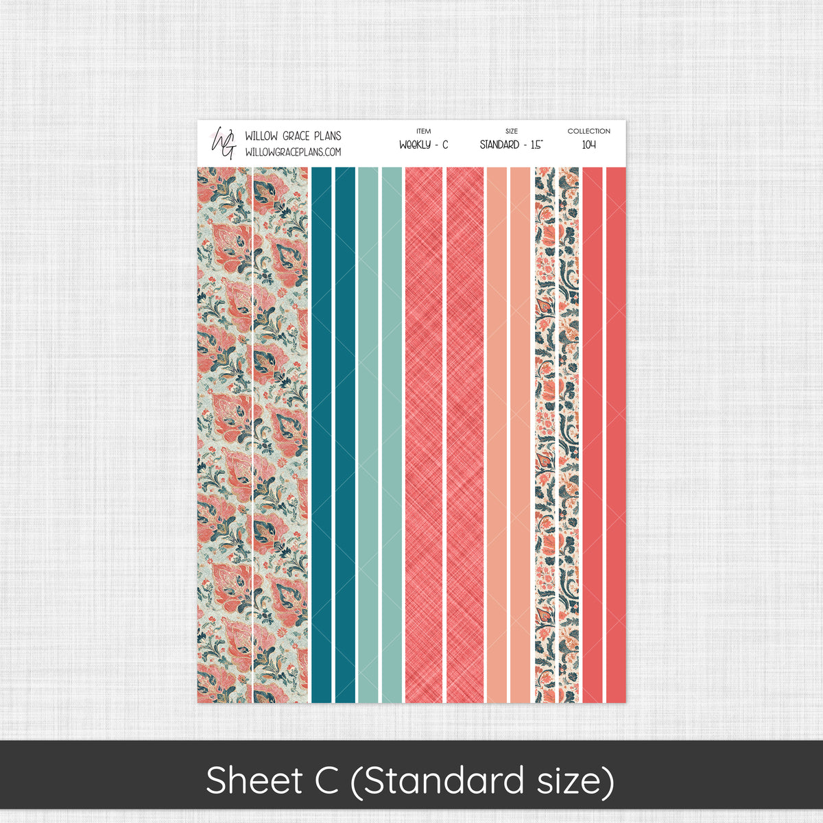 Weekly Sticker Kit | Aqua Bloom (104)