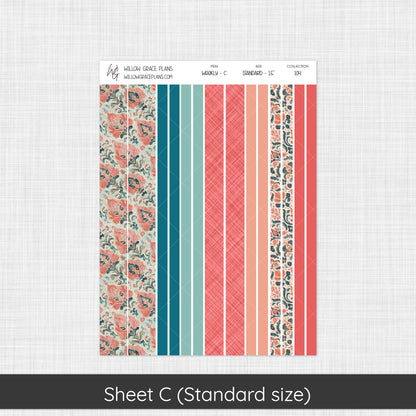 Weekly Sticker Kit | Aqua Bloom (104)