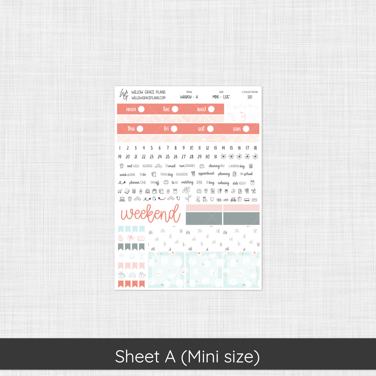 Weekly Sticker Kit | Winter Blush (110)