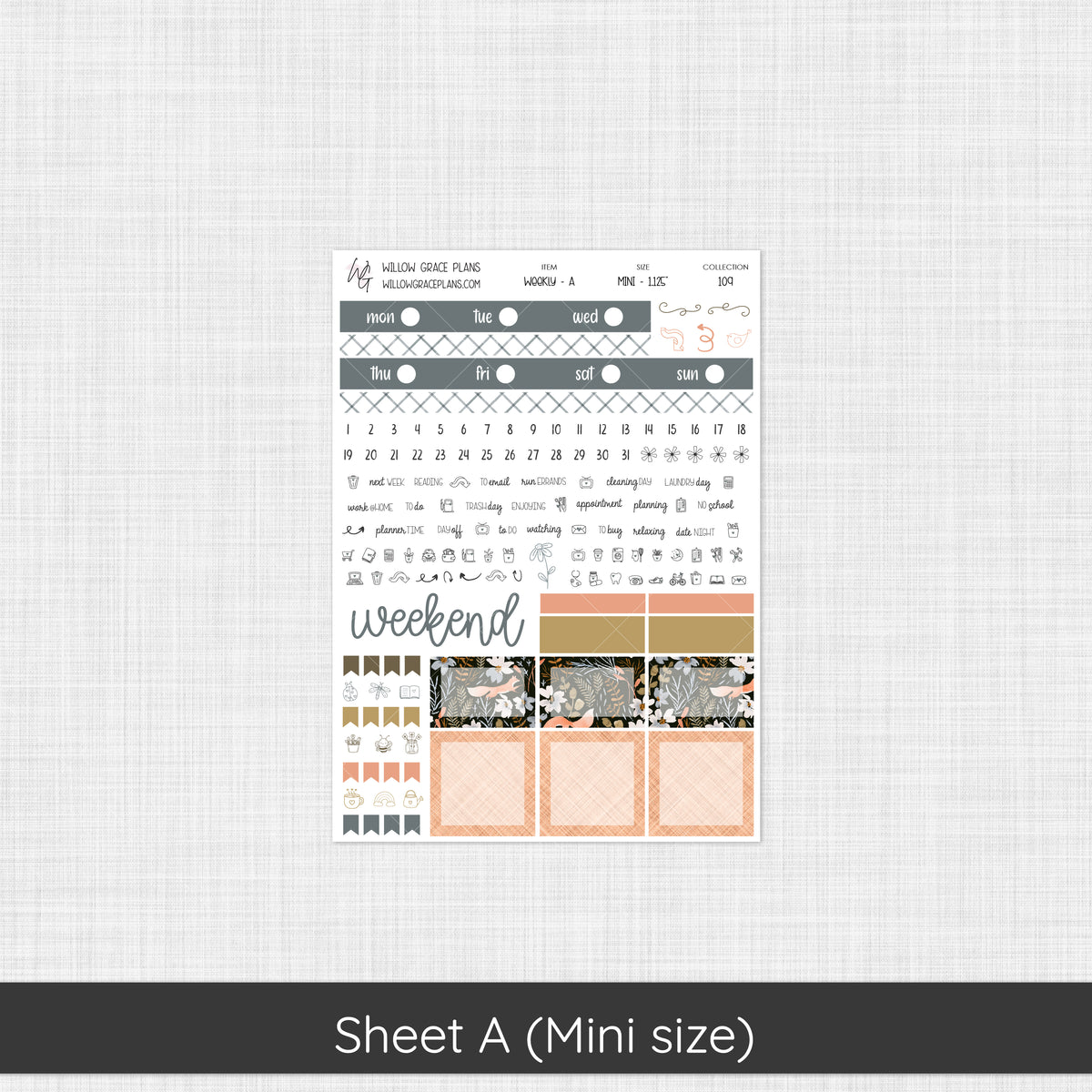 Weekly Sticker Kit | Midnight Meadow (109)