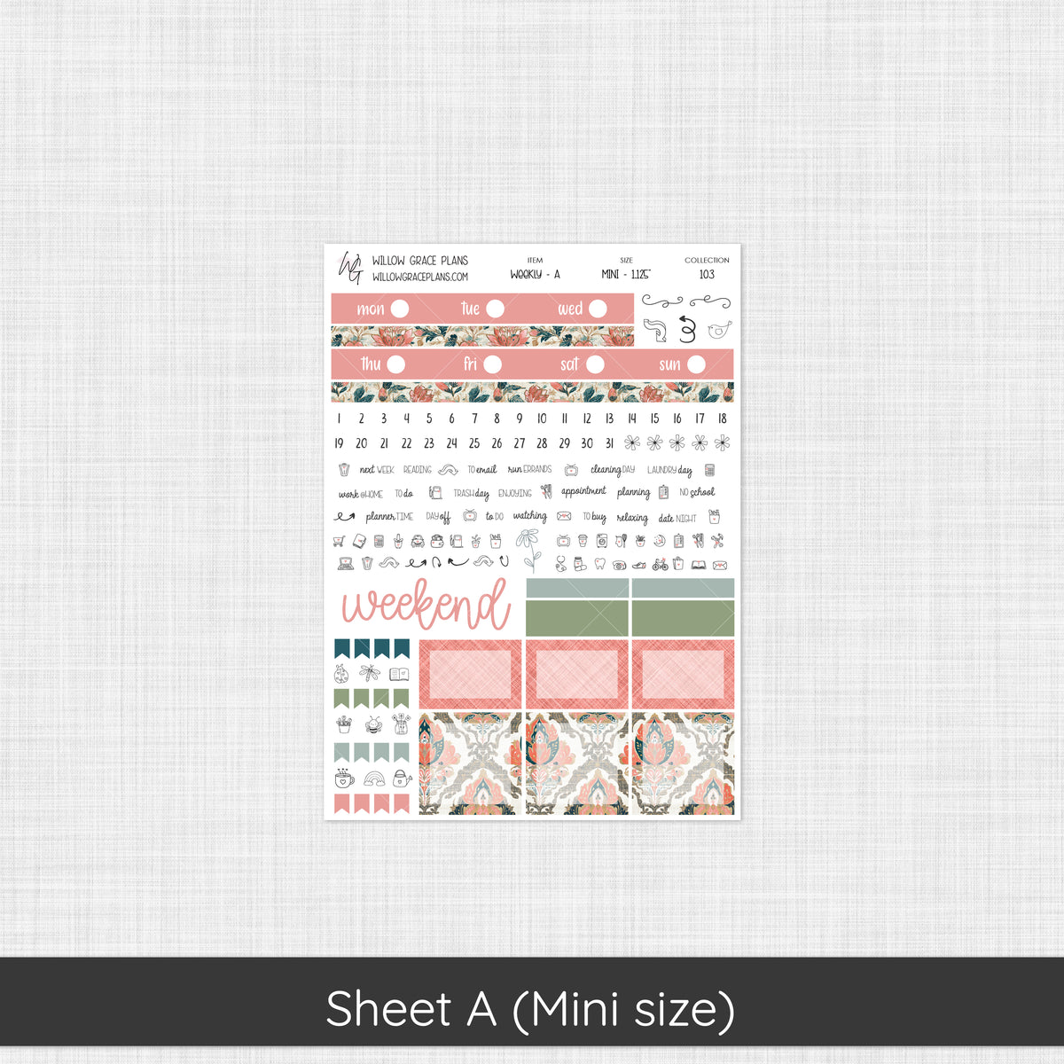 Weekly Sticker Kit | Coral Grove (103)