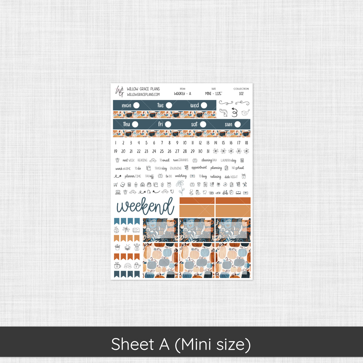 Weekly Sticker Kit | Pumpkin Spice (102)