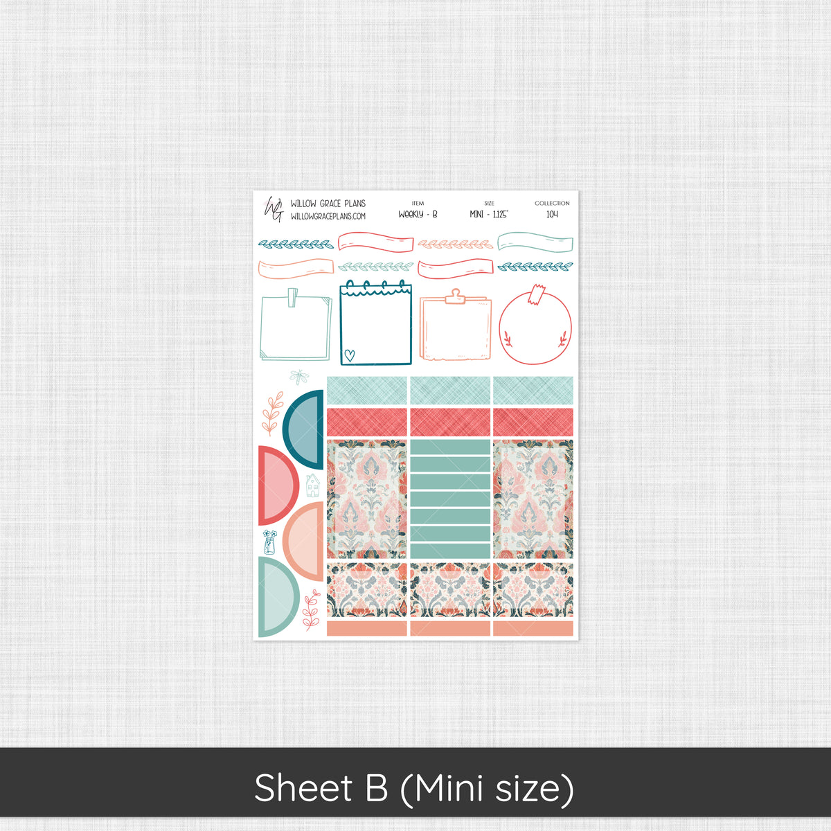 Weekly Sticker Kit | Aqua Bloom (104)