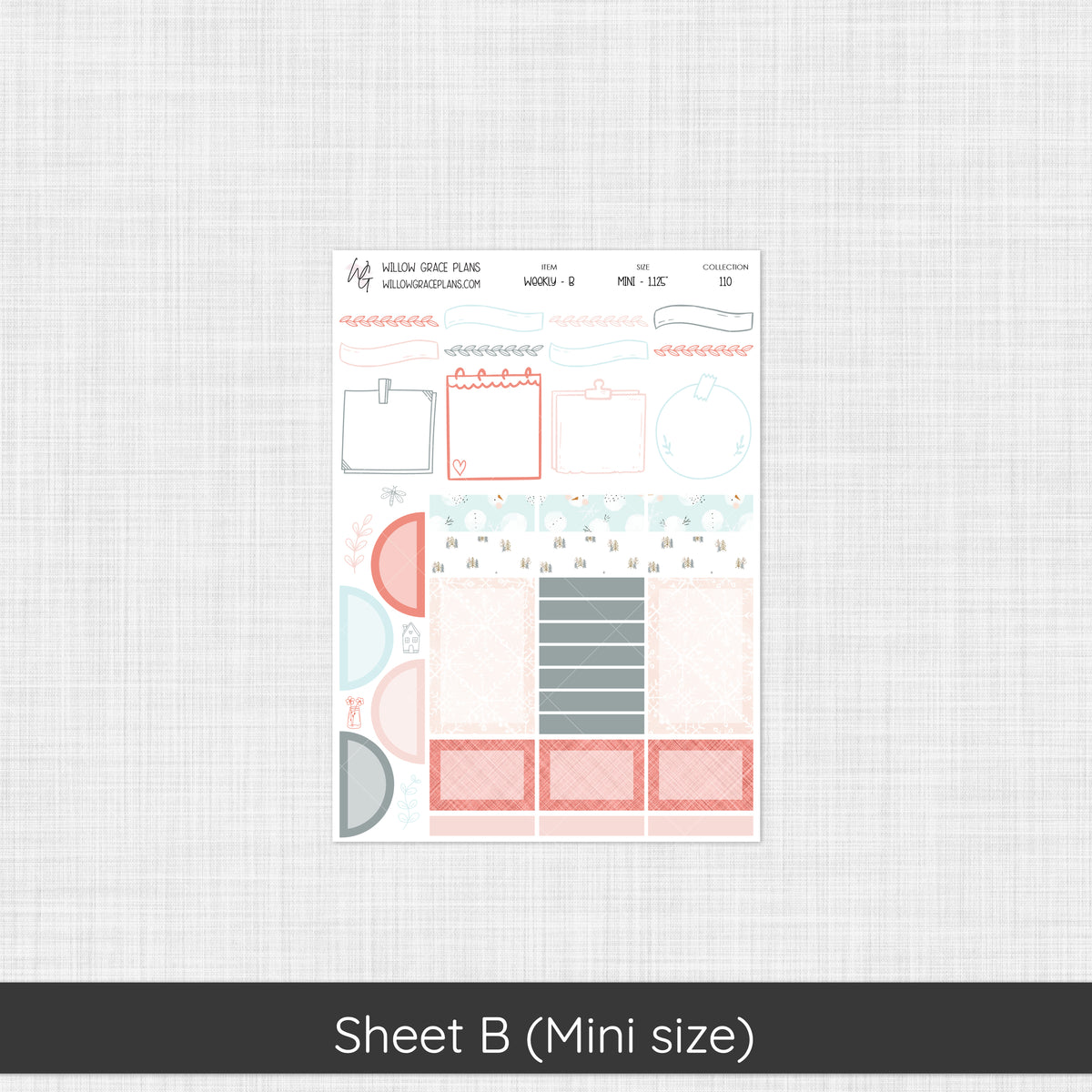 Weekly Sticker Kit | Winter Blush (110)