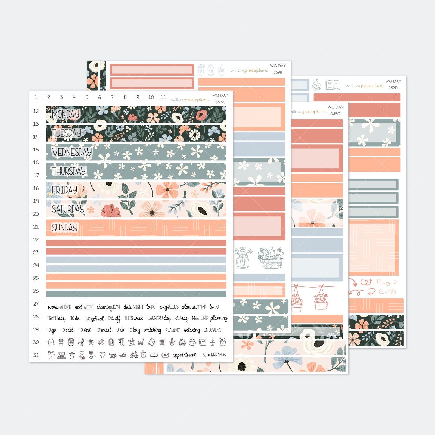 Daily Planner Stickers | Antique Bloom