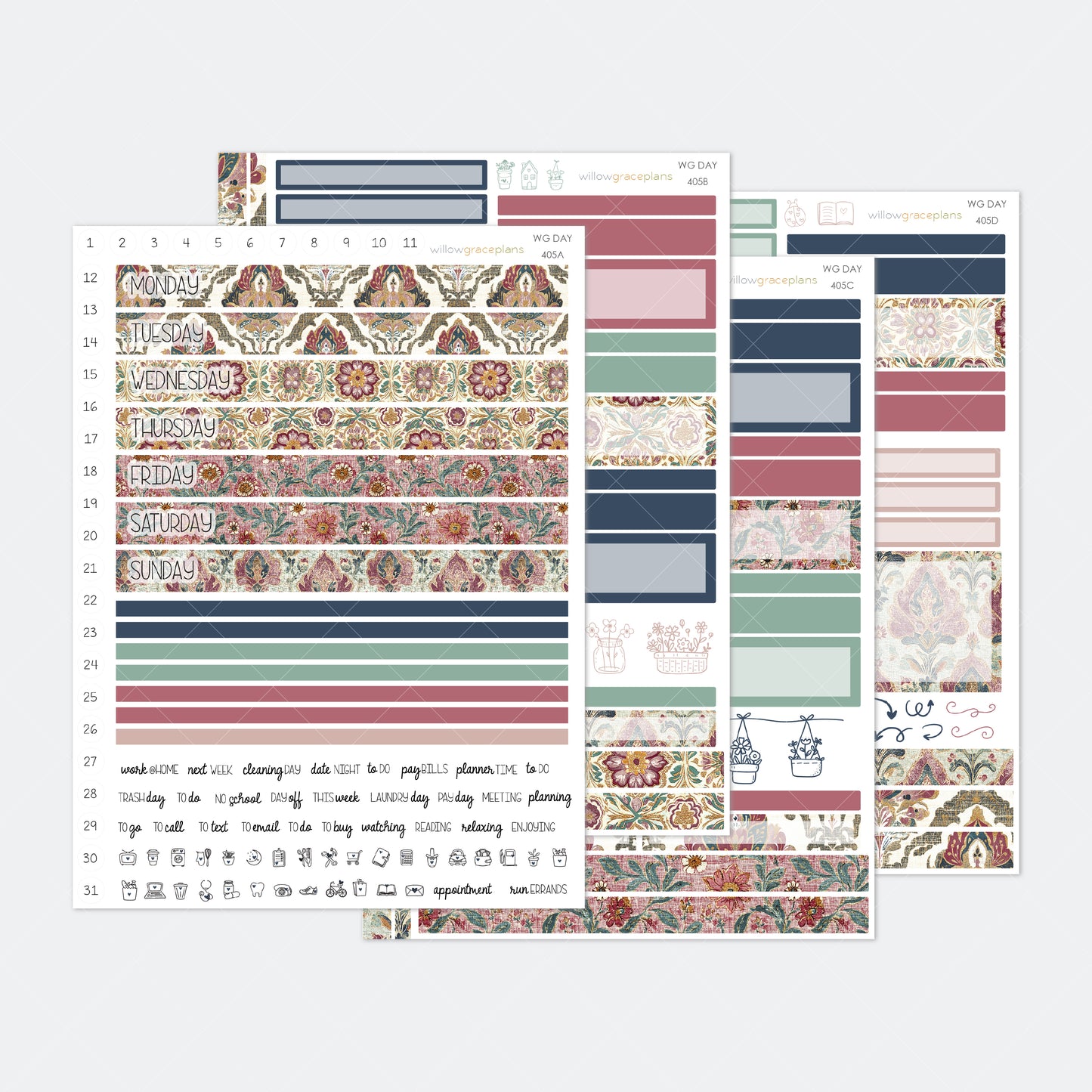 Daily Planner Stickers | Heirloom Garden