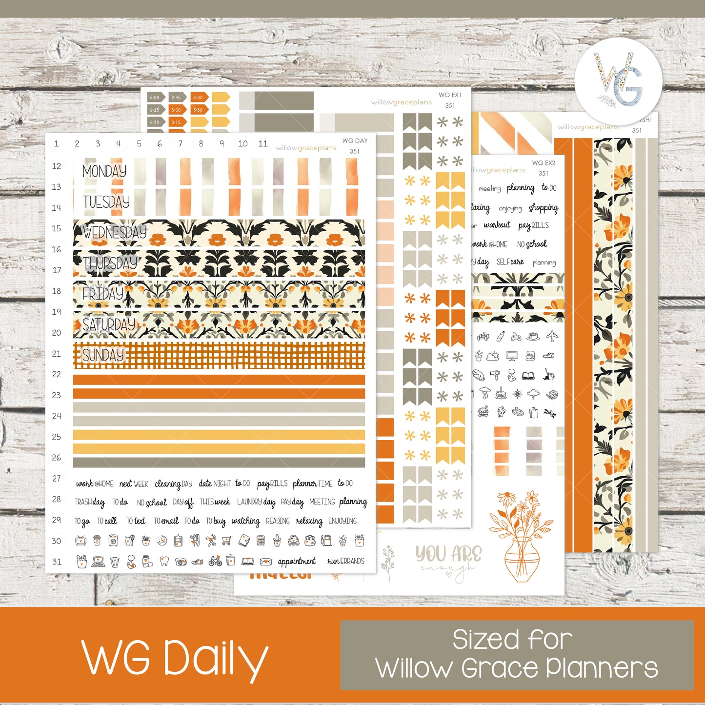 Daily Planner Stickers | Golden Harvest