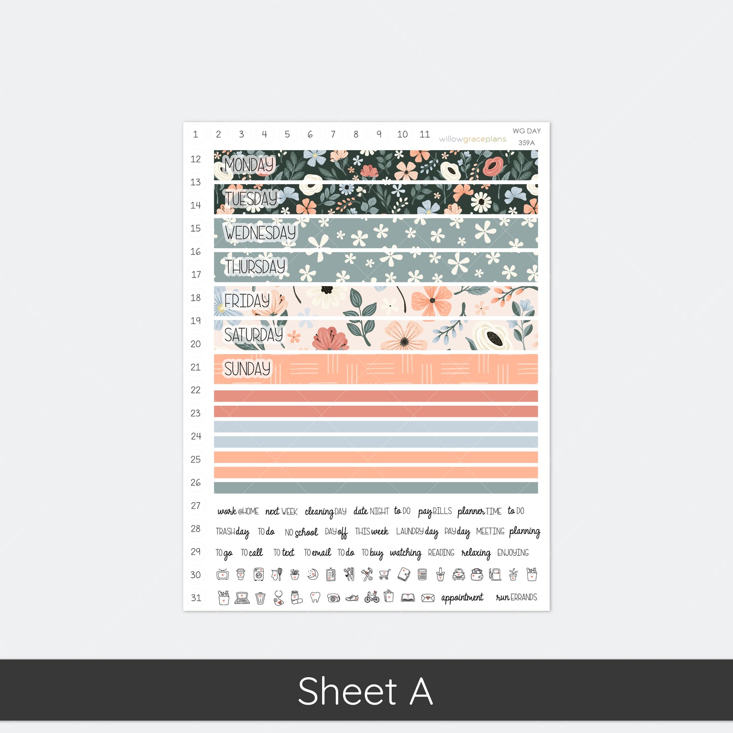 Daily Planner Stickers | Antique Bloom