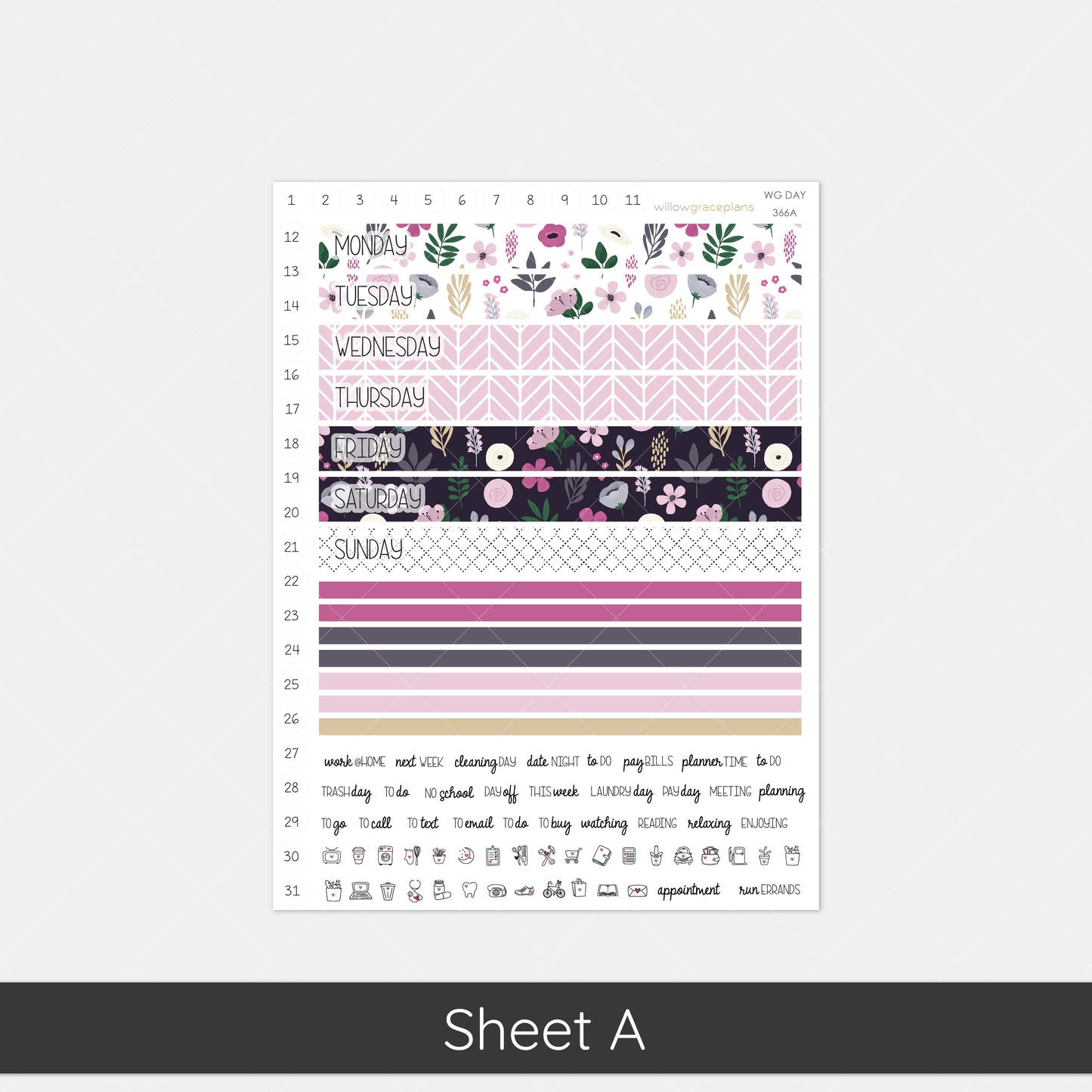 Daily Planner Stickers | Dusky Petals