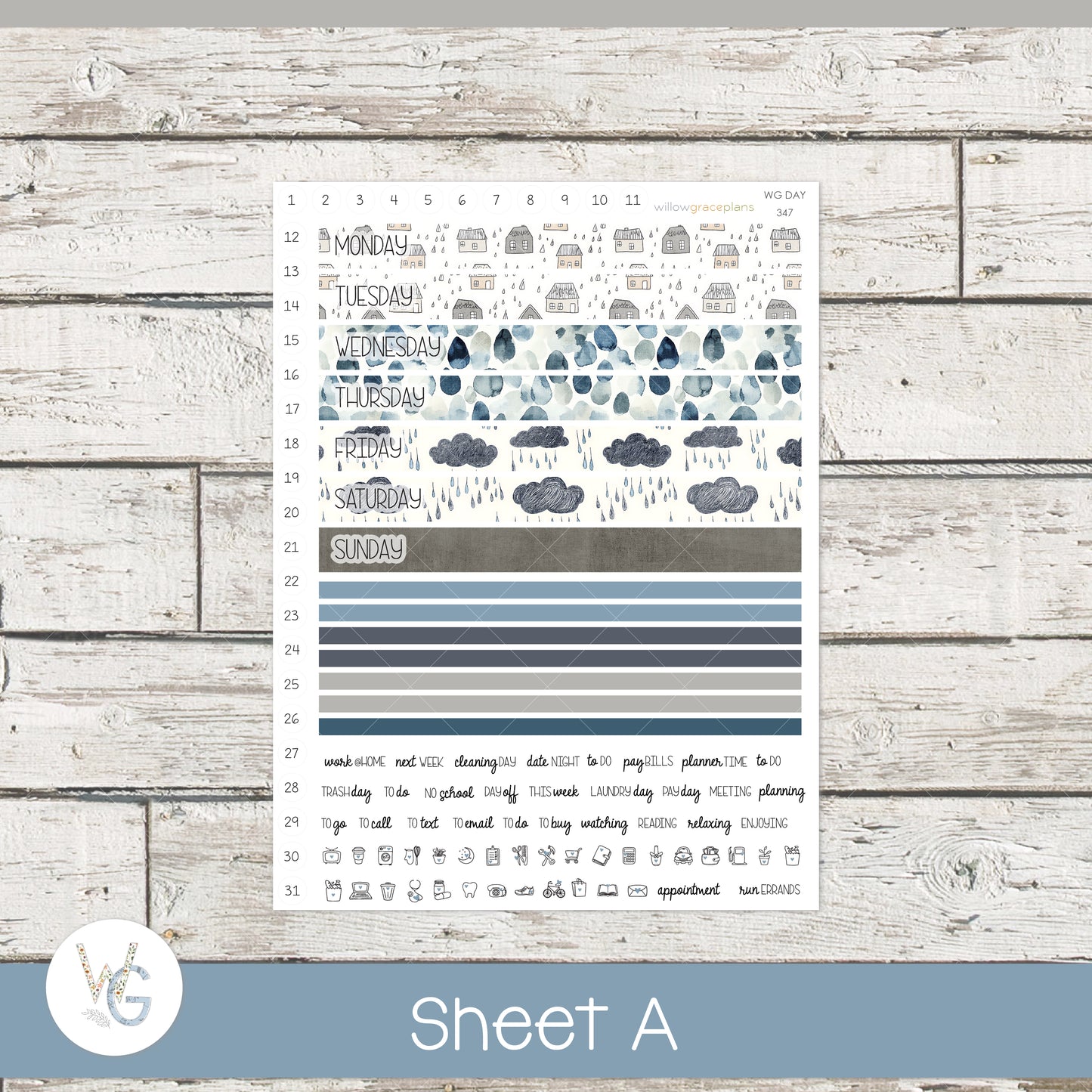 Daily Planner Stickers | Rainy Day