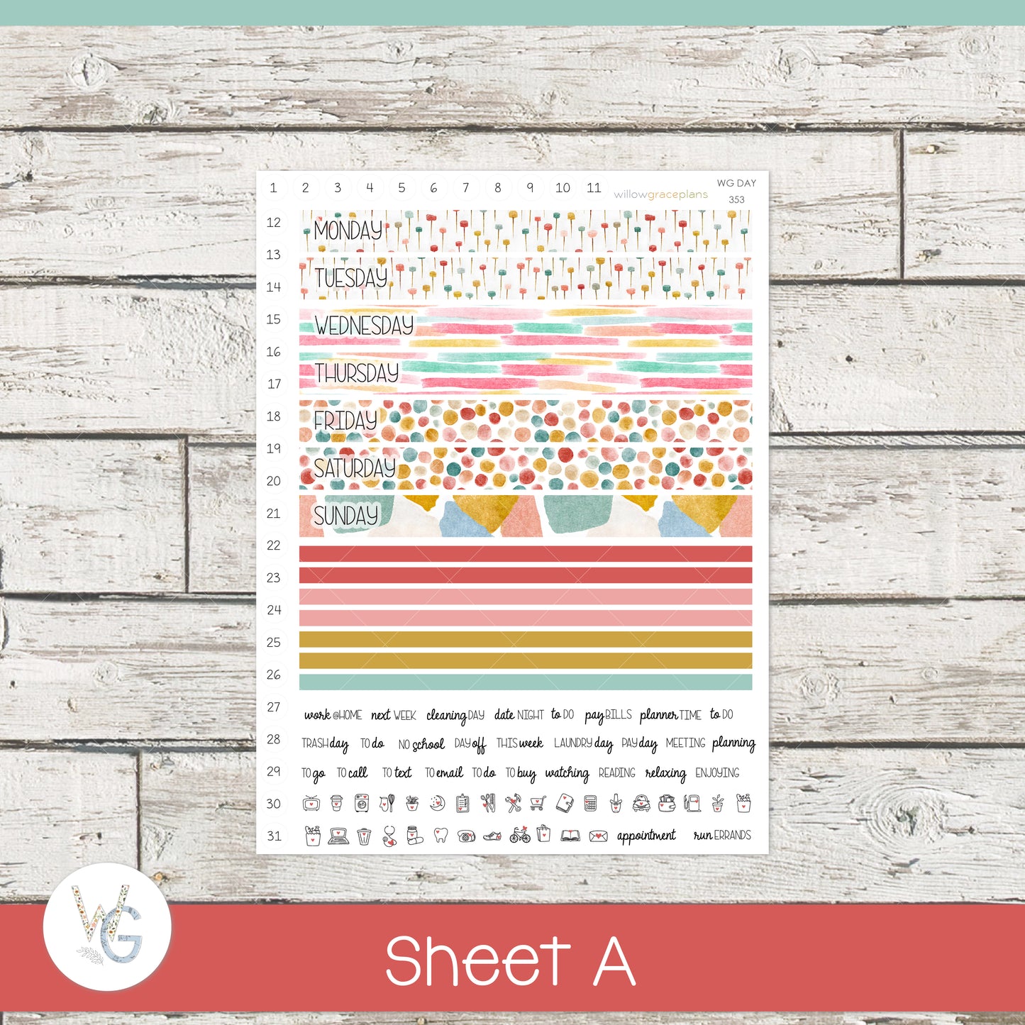 Daily Planner Stickers | Confetti Garden