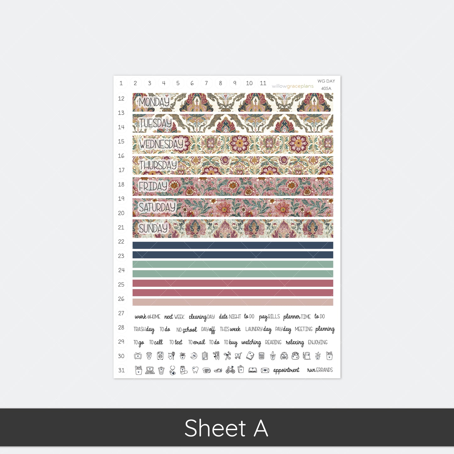 Daily Planner Stickers | Heirloom Garden