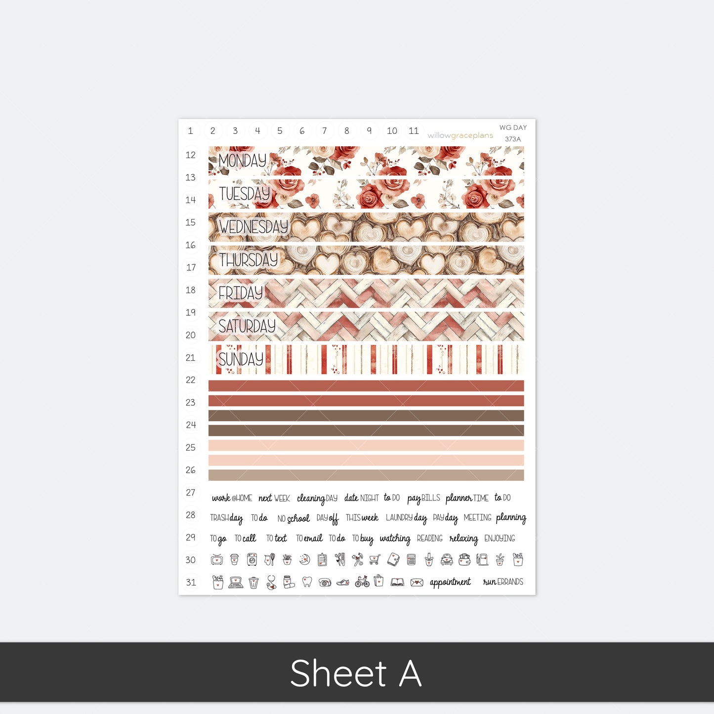 Daily Planner Stickers | Rosewood Love