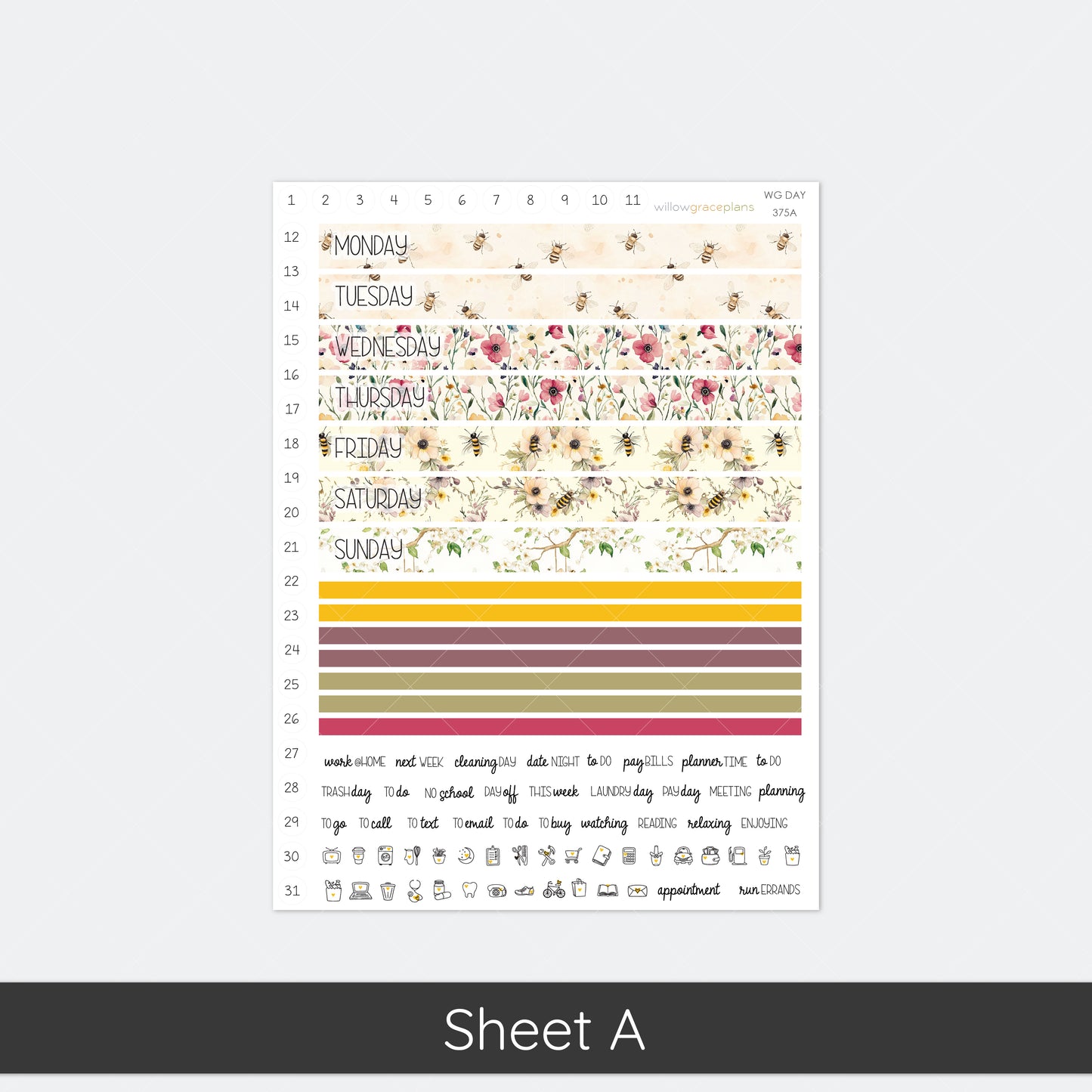 Daily Planner Stickers | Honey Bee