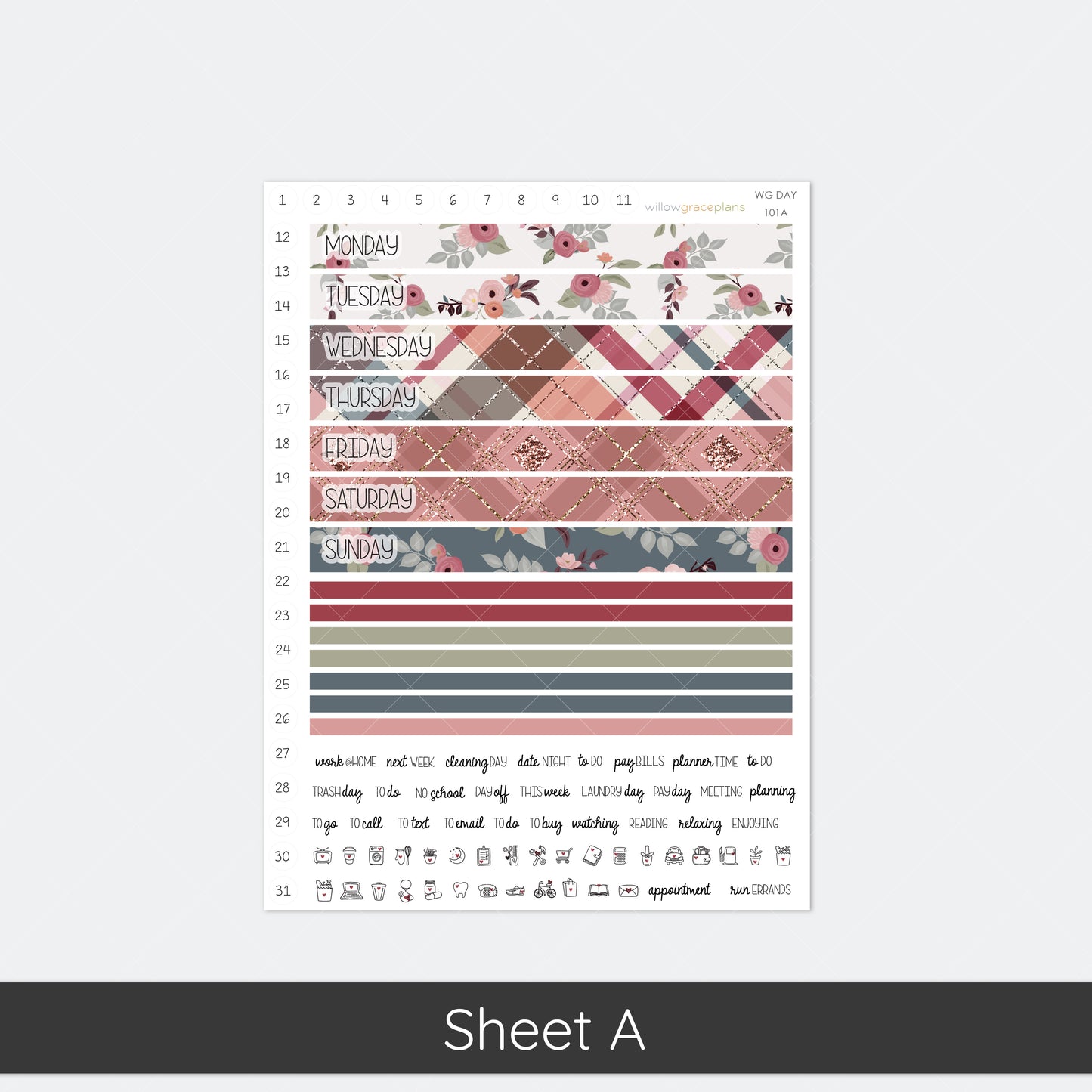 Daily Planner Stickers | Rustic Bloom