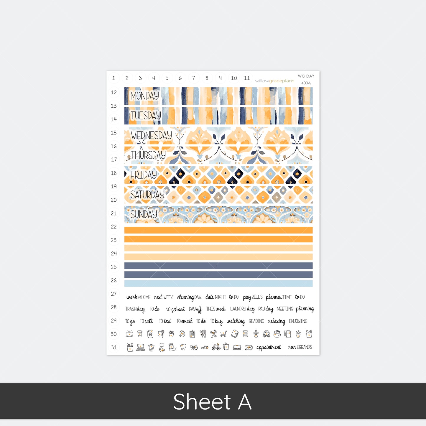 Daily Planner Stickers | Blue Citrus