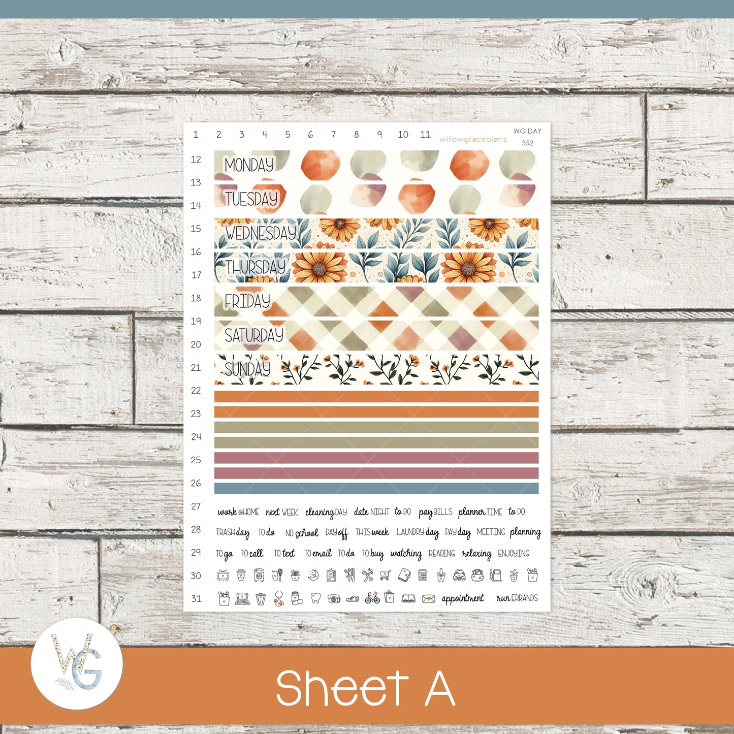 Daily Planner Stickers | Sunflower Harvest