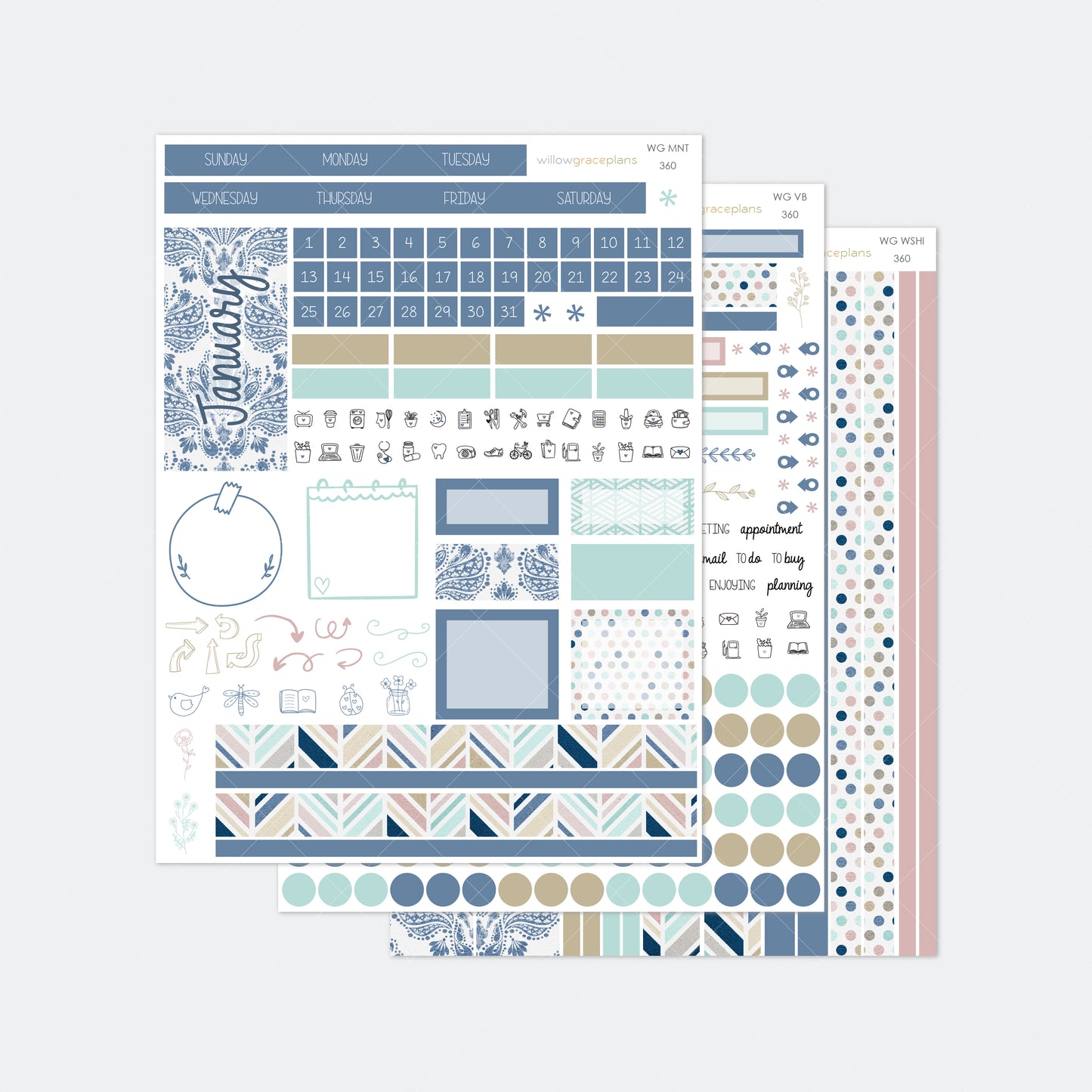 Monthly Planner Stickers | Blue Harbor